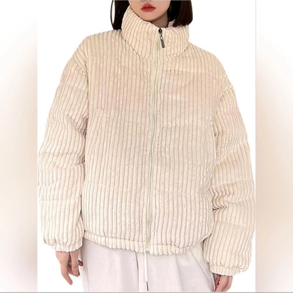 Koolaburra by Ugg Women's Cream Corduroy Puffer Jacket size L